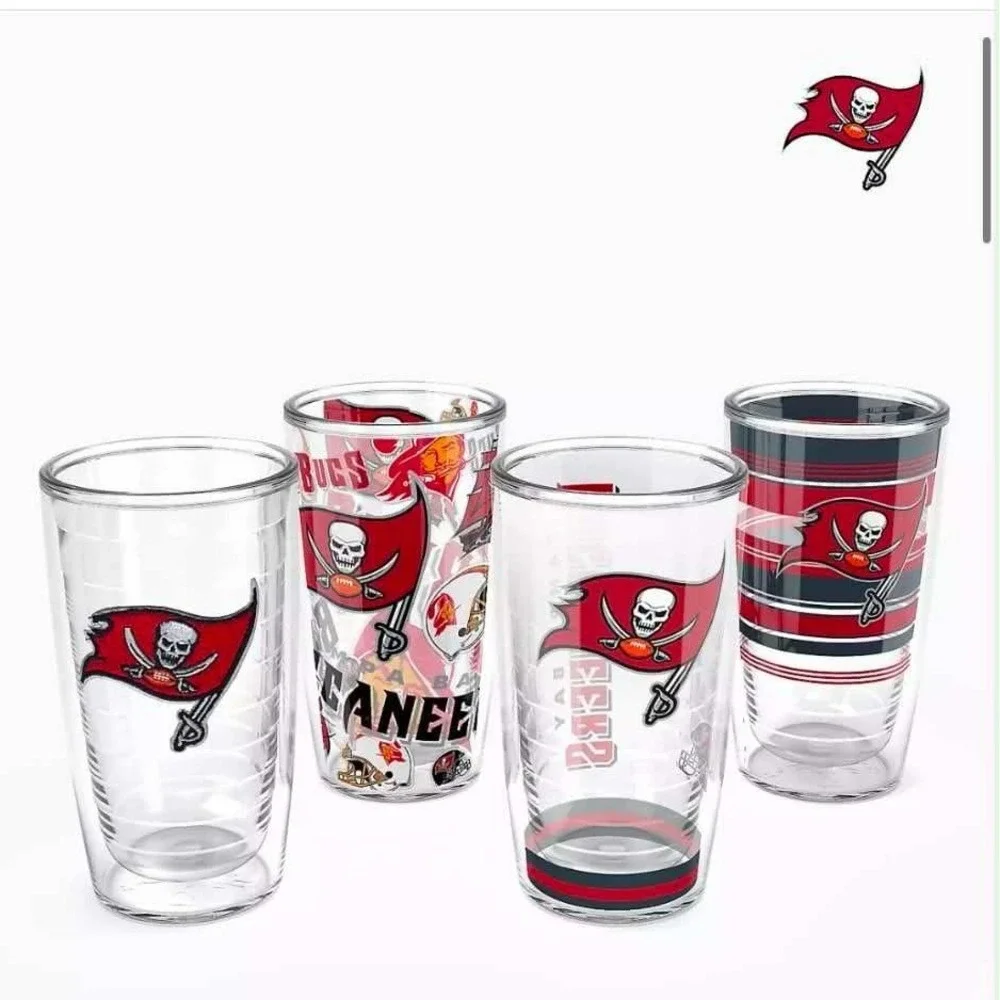 Tervis Tumbler set (4) 16oz Tampa Bay Buccaneers NFL New with lids Go Bucs!